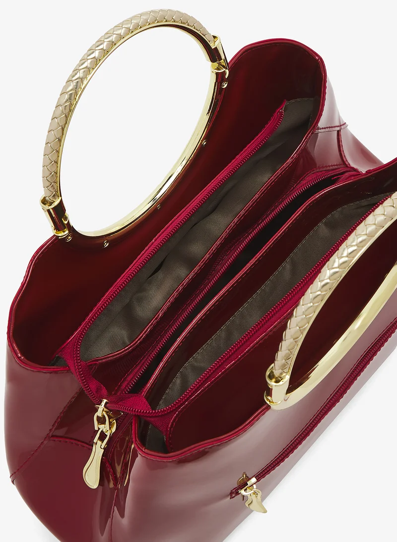 Khizana  Ring Handle Geometrical Shaped Bag With Gold Accent for Women | Best Price UAE